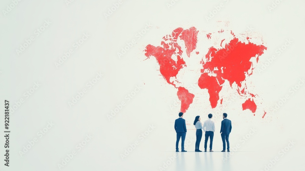 Aufkleber exploring geopolitical insights: diverse teams examine the dynamics of global impact on internationa