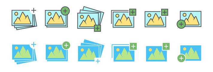 Set of add photo vector icons
