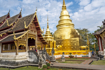 Naklejka premium Wihan Lai Kham temple in Wat Phra Singh in Chiang Mai, Thailand