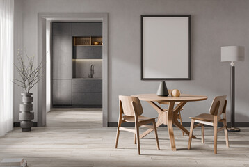 Contemporary interior design of the living room with gray stucco walls and modern furniture. Beautiful decoration. Mock up, 3d rendering	