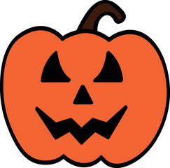 Bold Flat Jack-o'-Lantern Vector Illustration with Dark Carved Features for Halloween