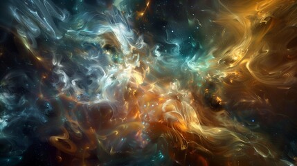 A celestial performance of colors and illumination, featuring abstract shapes twirling in a galactic choreography.