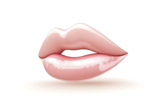 Realistic smiling female lips on white background  illustration