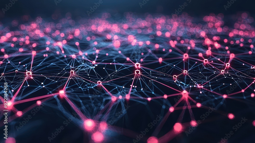 Poster illuminated connections: ai-powered social network visualized with glowing nodes, generative ai