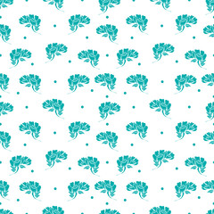 Green vintage style flower seamless pattern on white background. Create wallpaper, banner, fabric. 