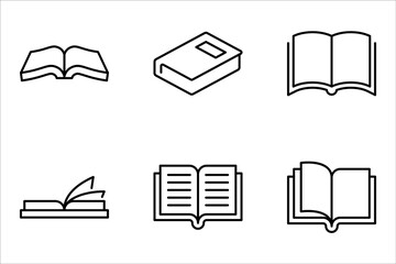 Open book line icon set. ebook icon vector illustration on white background