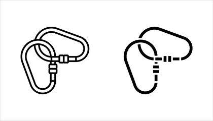 Carabiner icon set. Safety hook or carabiner hook. vector illustration on white background