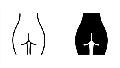 Female buttocks icon set, butt or ass line art, buttock augmentation vector illustration on white background