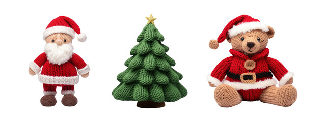 Crochet of Christmas png element set on transparent background
