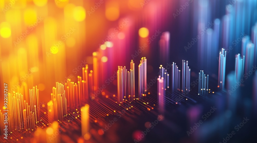 Fototapete a detailed shot of a 3d heatmap chart with color-coded data points and gradients, representing inten