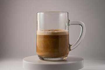 coffee in a glass mug double press 