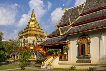 Fototapeta premium Wat Chiang Man, the Chedi Chang Lom, also called the Elephant Chedi in Chiang Mai, Thailand