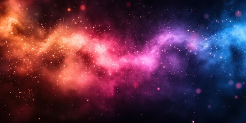 Fototapeta premium Vibrant Pink and Blue Cosmic Nebula with Glowing Stars in a Mystical Outer Space Scene
