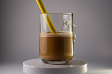 coffee in a glass mug double press 