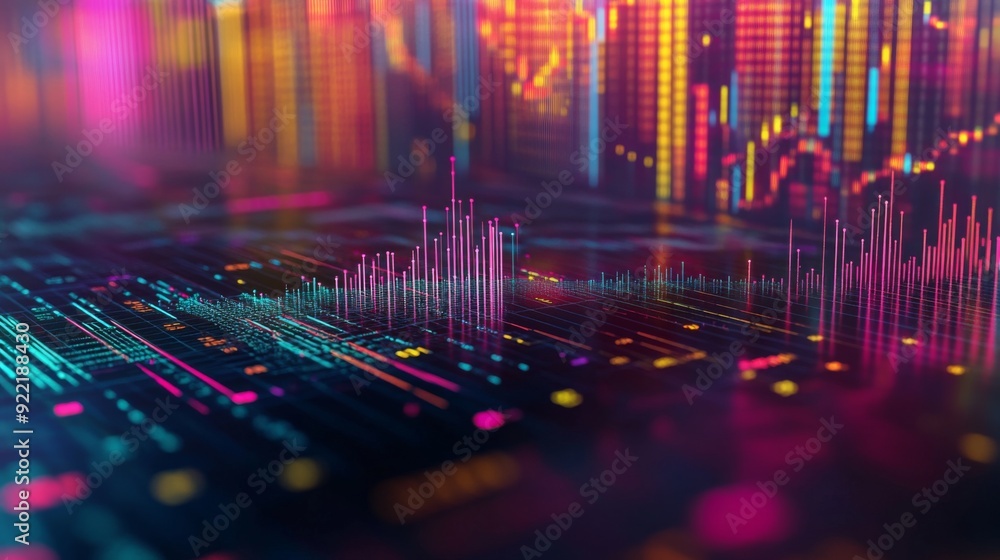 Aufkleber a detailed shot of a 3d surface graph with color gradients and data overlays, depicting complex fina