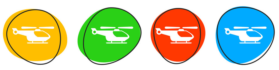 4 bunte Icons: Hubschrauber - Button Banner © kebox