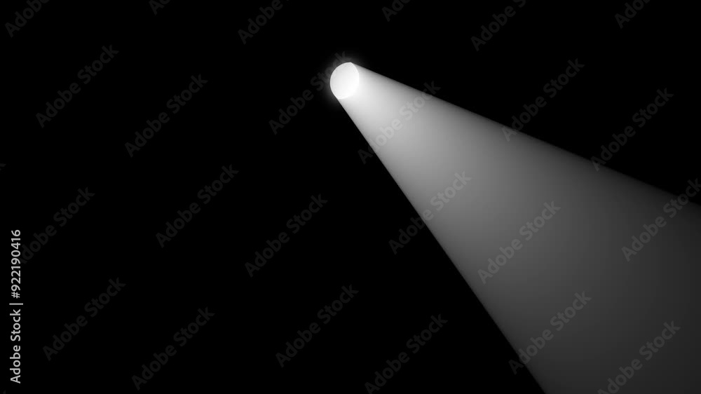 Poster white spotlight animation loop moving from left to right and back on a black background
