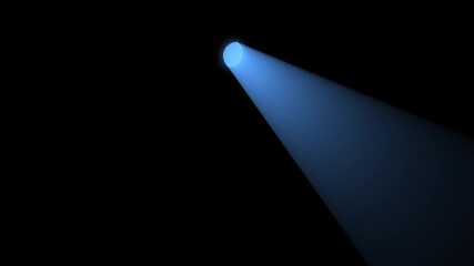 Minimalistic animation loop of a blue spotlight moving from left to right and back on a black background