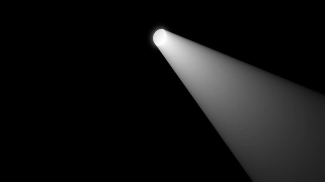 White spotlight animation loop moving from left to right and back on a black background