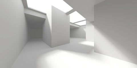 Fototapeta premium Minimalistic room space. White clean empty architecture interior