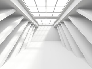 Fototapeta premium Minimalistic room space. White clean empty architecture interior