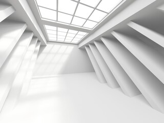 Obraz premium White elegant empty space. White wall room background. Abstract interior