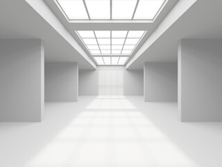 Minimalistic room space. White clean empty architecture interior
