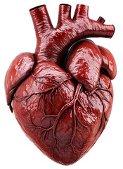 Detailed Anatomical Human Heart Model - Realistic 3D Medical Illustration Isolated on Transparent Background