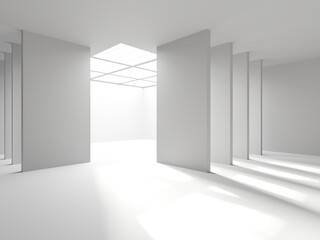 White elegant empty space.  White wall room background. Abstract interior