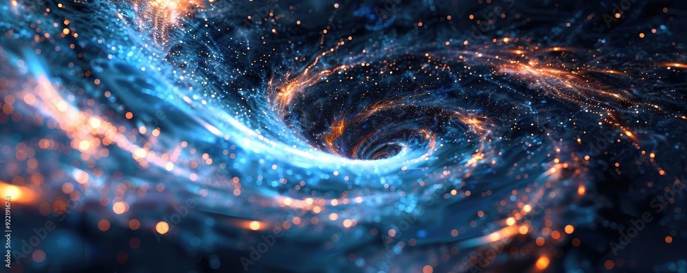 Poster a mesmerizing swirl of vibrant colors and cosmic elements, creating an ethereal galaxy in deep space