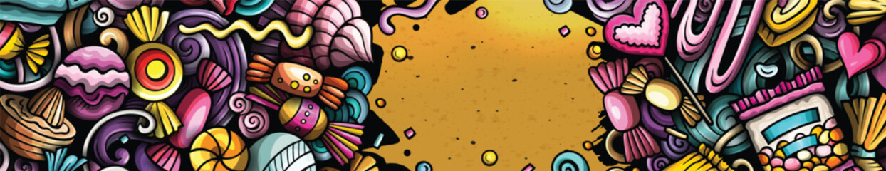 Cartoon vector doodle Candies banner design