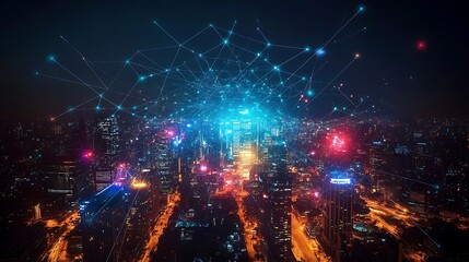 Fototapeta premium Urban Metropolis, Networked Future background