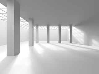 Minimalistic room space. White clean empty architecture interior