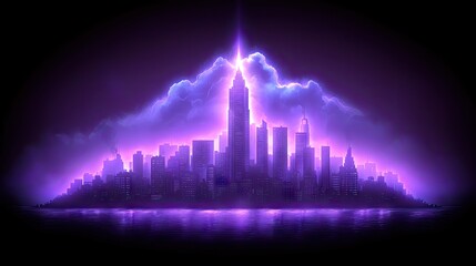 Abstract blue purple neon growing financial graph chart background