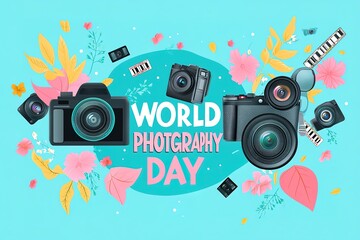 World photography day background vector
