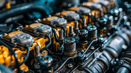 A close-up of an engine's spark plugs and ignition system, highlighting the critical components for engine startup and operation.