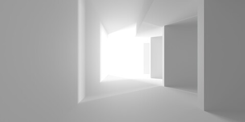 Minimalistic room space. White clean empty architecture interior