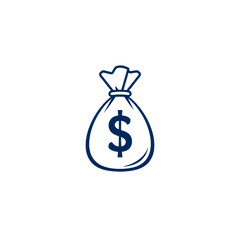 Money bag icon logo on white background. Generative AI