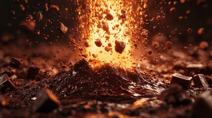 volcano erupting into chocolate. The image is stunning and fun.
