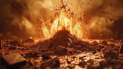 volcano erupting into chocolate. The image is stunning and fun.