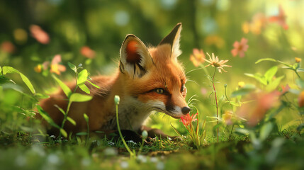 red fox in the grass