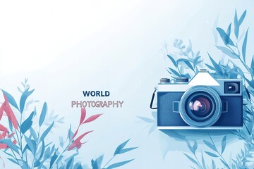 World photography day design template good for greeting. camera illustration. flat camera design. eps 10 illustration. flat design.
