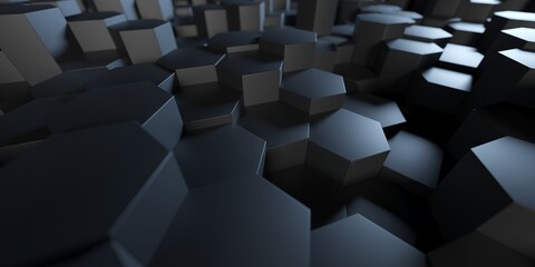 Dark abstract technology hexagon background. Geometric wallpaper