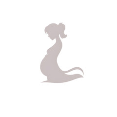 Obraz premium Silhouette of pregnant woman icon logo on white background. Generative AI