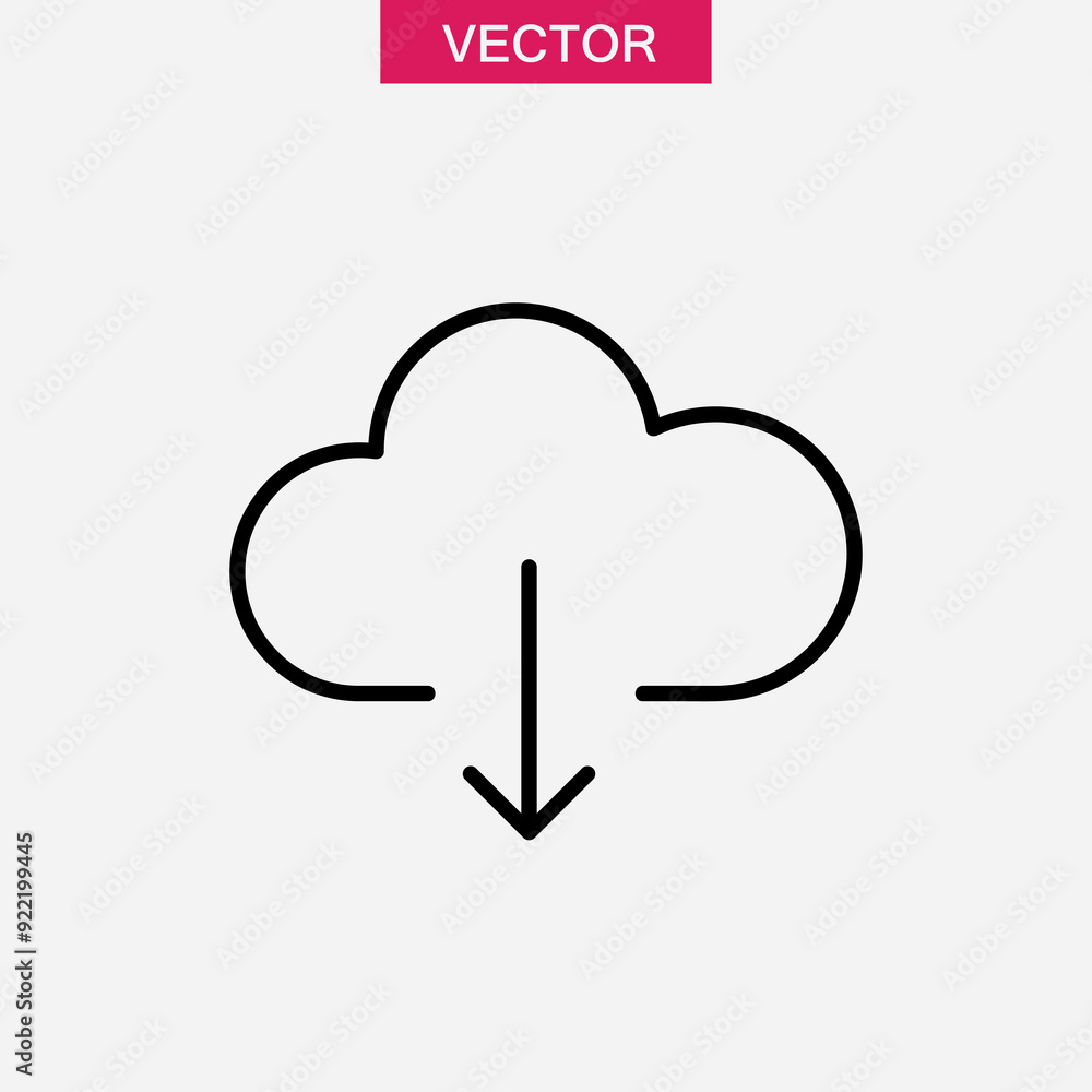 Poster cloud computing icon,vector graphic simple flat linear illustration for web and app..eps