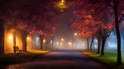 City night street, flower, spring, summer