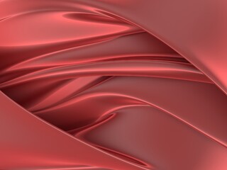 Red satin background. Curved red cloth texture