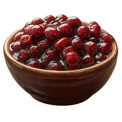A bowl of homemade cranberry sauce on an isolated transparent background