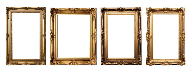 Vintage gold frame png cut out element set