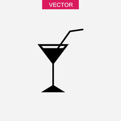 Cocktail icon vector, graphic illustration flat black for web and app..eps